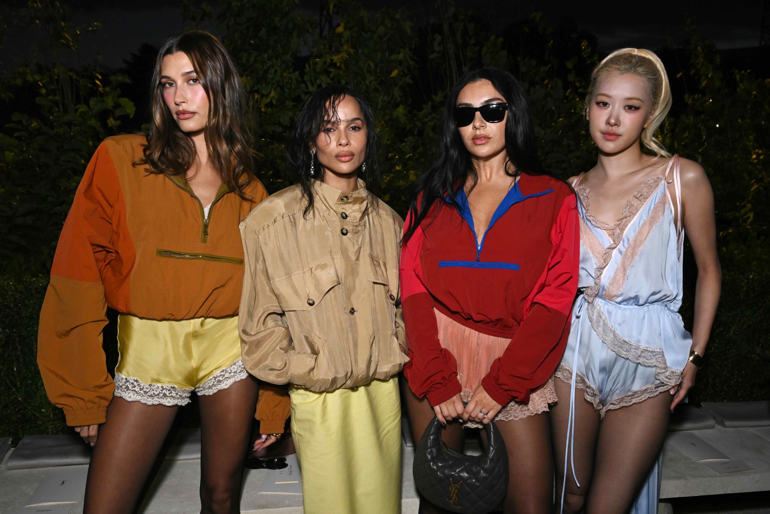 Hailey Bieber & Rosé Just Wore Lingerie-Inspired Saint Laurent Looks At Paris Fashion Week