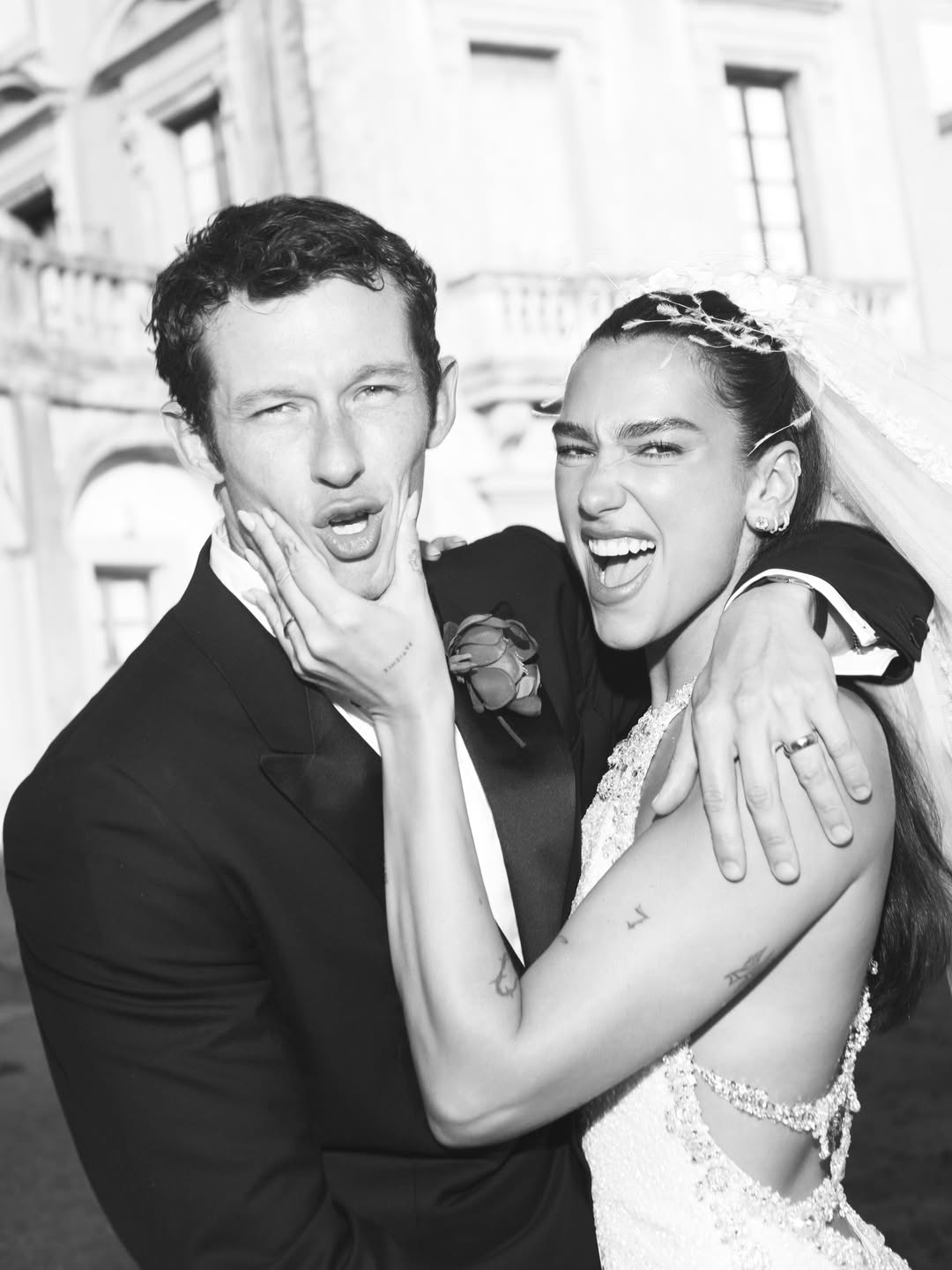 Dua Lipa & Callum Turner Wear Custom Chanel & Louis Vuitton On Their Wedding Day